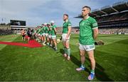 17 July 2022; Limerick players, including Graeme Mulcahy, right, line-up before the GAA Hurling All-Ireland Senior Championship Final match between Kilkenny and Limerick at Croke Park in Dublin. Photo by Stephen McCarthy/Sportsfile
