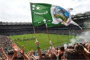 17 July 2022; A Limerick flag on Hill 16 during the GAA Hurling All-Ireland Senior Championship Final match between Kilkenny and Limerick at Croke Park in Dublin. Photo by Ramsey Cardy/Sportsfile
