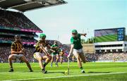 17 July 2022; William O'Donoghue of Limerick in action against Tommy Walsh of Kilkenny during the GAA Hurling All-Ireland Senior Championship Final match between Kilkenny and Limerick at Croke Park in Dublin. Photo by Stephen McCarthy/Sportsfile