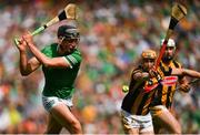 17 July 2022; Gearóid Hegarty of Limerick shoots to score his side's first goal during the GAA Hurling All-Ireland Senior Championship Final match between Kilkenny and Limerick at Croke Park in Dublin. Photo by Eóin Noonan/Sportsfile