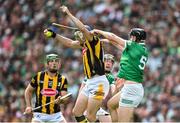 17 July 2022; TJ Reid of Kilkenny in action against Diarmaid Byrnes of Limerick during the GAA Hurling All-Ireland Senior Championship Final match between Kilkenny and Limerick at Croke Park in Dublin. Photo by Ramsey Cardy/Sportsfile