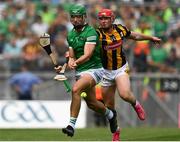 17 July 2022; Kyle Hayes of Limerick is tackled by Adrian Mullen of Kilkenny during the GAA Hurling All-Ireland Senior Championship Final match between Kilkenny and Limerick at Croke Park in Dublin. Photo by Harry Murphy/Sportsfile