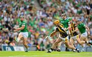 17 July 2022; Billy Ryan of Kilkenny scores his side's first goal during the GAA Hurling All-Ireland Senior Championship Final match between Kilkenny and Limerick at Croke Park in Dublin. Photo by Stephen McCarthy/Sportsfile