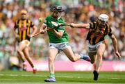 17 July 2022; Graeme Mulcahy of Limerick in action against Michael Carey of Kilkenny during the GAA Hurling All-Ireland Senior Championship Final match between Kilkenny and Limerick at Croke Park in Dublin. Photo by Seb Daly/Sportsfile