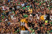 17 July 2022; Kilkenny supporters celebrate after their side's second goal, scored by Martin Keoghan, during the GAA Hurling All-Ireland Senior Championship Final match between Kilkenny and Limerick at Croke Park in Dublin. Photo by Eóin Noonan/Sportsfile
