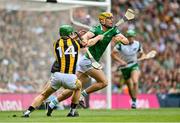 17 July 2022; Dan Morrissey of Limerick and Martin Keoghan of Kilkenny during the GAA Hurling All-Ireland Senior Championship Final match between Kilkenny and Limerick at Croke Park in Dublin. Photo by Stephen McCarthy/Sportsfile
