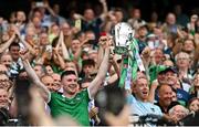 17 July 2022; Declan Hannon, left, and Cian Lynch of Limerick lift the Liam MacCarthy Cup after the GAA Hurling All-Ireland Senior Championship Final match between Kilkenny and Limerick at Croke Park in Dublin. Photo by Ramsey Cardy/Sportsfile