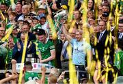 17 July 2022; Cian Lynch of Limerick lifts the Liam MacCarthy Cup after the GAA Hurling All-Ireland Senior Championship Final match between Kilkenny and Limerick at Croke Park in Dublin. Photo by Harry Murphy/Sportsfile