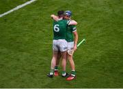 17 July 2022; Declan Hannon, left, and David Reidy of Limerick celebrate after the GAA Hurling All-Ireland Senior Championship Final match between Kilkenny and Limerick at Croke Park in Dublin. Photo by Daire Brennan/Sportsfile