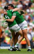 17 July 2022; Kyle Hayes of Limerick celebrates with Diarmaid Byrnes after the GAA Hurling All-Ireland Senior Championship Final match between Kilkenny and Limerick at Croke Park in Dublin. Photo by Eóin Noonan/Sportsfile