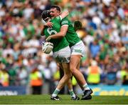 17 July 2022; Kyle Hayes of Limerick celebrates with Diarmaid Byrnes after the GAA Hurling All-Ireland Senior Championship Final match between Kilkenny and Limerick at Croke Park in Dublin. Photo by Eóin Noonan/Sportsfile