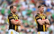 17 July 2022; Padraig Walsh, left, and Conor Delaney of Kilkenny after their side's defeat in the GAA Hurling All-Ireland Senior Championship Final match between Kilkenny and Limerick at Croke Park in Dublin. Photo by Seb Daly/Sportsfile