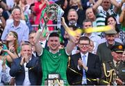 17 July 2022; Limerick captain Declan Hannon lifts the Liam MacCarthy cup after his side's victory in the GAA Hurling All-Ireland Senior Championship Final match between Kilkenny and Limerick at Croke Park in Dublin. Photo by Piaras Ó Mídheach/Sportsfile