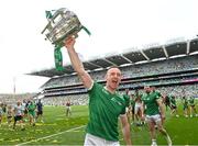 17 July 2022; Richie English of Limerick with the Liam MacCarthy Cup after his side's victory in the GAA Hurling All-Ireland Senior Championship Final match between Kilkenny and Limerick at Croke Park in Dublin. Photo by Harry Murphy/Sportsfile