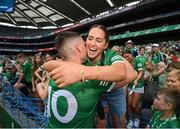 17 July 2022; Gearóid Hegarty of Limerick celebrates with his partner Niamh McCarthy after the GAA Hurling All-Ireland Senior Championship Final match between Kilkenny and Limerick at Croke Park in Dublin. Photo by Stephen McCarthy/Sportsfile