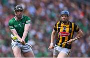 17 July 2022; Declan Hannon of Limerick in action against John Donnelly of Kilkenny during the GAA Hurling All-Ireland Senior Championship Final match between Kilkenny and Limerick at Croke Park in Dublin. Photo by Piaras Ó Mídheach/Sportsfile