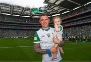 17 July 2022; Limerick goalkeeper Barry Hennessy and his daughter Hope, after his side's victory in the GAA Hurling All-Ireland Senior Championship Final match between Kilkenny and Limerick at Croke Park in Dublin. Photo by Harry Murphy/Sportsfile