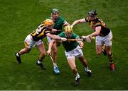 17 July 2022; Dan Morrissey of Limerick in action against Billy Ryan, left, and Walter Walsh of Kilkenny during the GAA Hurling All-Ireland Senior Championship Final match between Kilkenny and Limerick at Croke Park in Dublin. Photo by Daire Brennan/Sportsfile