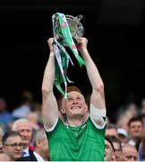 17 July 2022; William O'Donoghue of Limerick lifts the Liam MacCarthy Cup after the GAA Hurling All-Ireland Senior Championship Final match between Kilkenny and Limerick at Croke Park in Dublin. Photo by Stephen McCarthy/Sportsfile