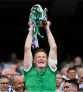17 July 2022; William O'Donoghue of Limerick lifts the Liam MacCarthy Cup after the GAA Hurling All-Ireland Senior Championship Final match between Kilkenny and Limerick at Croke Park in Dublin. Photo by Stephen McCarthy/Sportsfile
