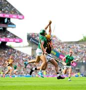 17 July 2022; Seán Finn of Limerick in action against Billy Ryan of Kilkenny during the GAA Hurling All-Ireland Senior Championship Final match between Kilkenny and Limerick at Croke Park in Dublin. Photo by Stephen McCarthy/Sportsfile