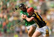 17 July 2022; Adrian Mullen of Kilkenny in action against Diarmaid Byrnes of Limerick during the GAA Hurling All-Ireland Senior Championship Final match between Kilkenny and Limerick at Croke Park in Dublin. Photo by Stephen McCarthy/Sportsfile
