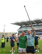 17 July 2022; Injured Limerick hurler Cian Lynch, right, and Darragh O'Donovan after their side's victory in the GAA Hurling All-Ireland Senior Championship Final match between Kilkenny and Limerick at Croke Park in Dublin. Photo by Harry Murphy/Sportsfile