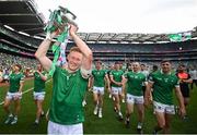 17 July 2022; William O'Donoghue of Limerick celebrates with the Liam MacCarthy Cup after the GAA Hurling All-Ireland Senior Championship Final match between Kilkenny and Limerick at Croke Park in Dublin. Photo by Stephen McCarthy/Sportsfile