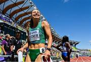 17 July 2022; Sophie Becker of Ireland after competing in the women's 400m heats during day three of the World Athletics Championships at Hayward Field in Eugene, Oregon, USA. Photo by Sam Barnes/Sportsfile