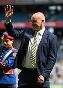 17 July 2022; Team captain Anthony Daly of the Clare 1995 & 1997 All-Ireland winning Jubilee teams as the team are honoured before the GAA Hurling All-Ireland Senior Championship Final match between Kilkenny and Limerick at Croke Park in Dublin. Photo by Seb Daly/Sportsfile