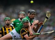 17 July 2022; Gearóid Hegarty of Limerick in action against Tommy Walsh of Kilkenny during the GAA Hurling All-Ireland Senior Championship Final match between Kilkenny and Limerick at Croke Park in Dublin. Photo by Seb Daly/Sportsfile
