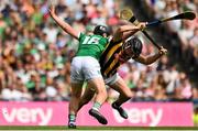 17 July 2022; Mikey Butler of Kilkenny in action against Peter Casey of Limerick during the GAA Hurling All-Ireland Senior Championship Final match between Kilkenny and Limerick at Croke Park in Dublin. Photo by Seb Daly/Sportsfile