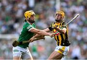 17 July 2022; Billy Ryan of Kilkenny in action against Tom Morrissey of Limerick during the GAA Hurling All-Ireland Senior Championship Final match between Kilkenny and Limerick at Croke Park in Dublin. Photo by Seb Daly/Sportsfile