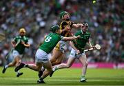 17 July 2022; Martin Keoghan of Kilkenny in action against William O'Donoghue of Limerick during the GAA Hurling All-Ireland Senior Championship Final match between Kilkenny and Limerick at Croke Park in Dublin. Photo by Seb Daly/Sportsfile