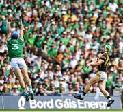 17 July 2022; Martin Keoghan of Kilkenny in action against Mike Casey of Limerick during the GAA Hurling All-Ireland Senior Championship Final match between Kilkenny and Limerick at Croke Park in Dublin. Photo by Seb Daly/Sportsfile