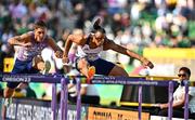 17 July 2022; Pascal Martinot-Lagarde of France, right, competes in the men's 110m hurdles semi-finals during day three of the World Athletics Championships at Hayward Field in Eugene, Oregon, USA. Photo by Sam Barnes/Sportsfile