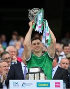 17 July 2022; Barry Murphy of Limerick lifts the Liam MacCarthy Cup after the GAA Hurling All-Ireland Senior Championship Final match between Kilkenny and Limerick at Croke Park in Dublin. Photo by Stephen McCarthy/Sportsfile