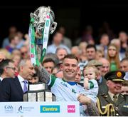 17 July 2022; Limerick goalkeeper Barry Hennessy and his daughter Hope lift the Liam MacCarthy Cup after the GAA Hurling All-Ireland Senior Championship Final match between Kilkenny and Limerick at Croke Park in Dublin. Photo by Stephen McCarthy/Sportsfile
