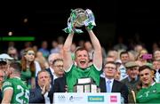 17 July 2022; Peter Casey of Limerick lifts the Liam MacCarthy Cup after the GAA Hurling All-Ireland Senior Championship Final match between Kilkenny and Limerick at Croke Park in Dublin. Photo by Stephen McCarthy/Sportsfile