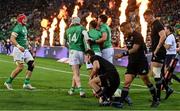 16 July 2022; New Zealand players Will Jordan, Aaron Smith and Jordie Barrett react after Ireland scored their second try during the Steinlager Series match between the New Zealand and Ireland at Sky Stadium in Wellington, New Zealand. Photo by Brendan Moran/Sportsfile