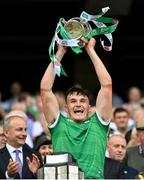17 July 2022; Cathal O'Neill of Limerick lifts the Liam MacCarthy Cup after the GAA Hurling All-Ireland Senior Championship Final match between Kilkenny and Limerick at Croke Park in Dublin. Photo by Stephen McCarthy/Sportsfile