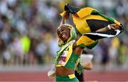 17 July 2022; Shelly-Ann Fraser-Pryce of Jamaica celebrates after winning gold in the women's 100m finals during day three of the World Athletics Championships at Hayward Field in Eugene, Oregon, USA. Photo by Sam Barnes/Sportsfile