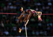 17 July 2022; Sandi Morris of USA competes in the women's pole vault final during day three of the World Athletics Championships at Hayward Field in Eugene, Oregon, USA. Photo by Sam Barnes/Sportsfile