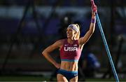 17 July 2022; Sandi Morris of USA during the women's pole vault final during day three of the World Athletics Championships at Hayward Field in Eugene, Oregon, USA. Photo by Sam Barnes/Sportsfile