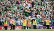 17 July 2022; Limerick assistant goalkeeping coach Alan Feely celebrates with Mike Casey after the GAA Hurling All-Ireland Senior Championship Final match between Kilkenny and Limerick at Croke Park in Dublin. Photo by Stephen McCarthy/Sportsfile