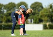 18 July 2022; Republic of Ireland women's team manager Vera Pauw encourages Rosie Thornbury during a visit to the INTERSPORT Elverys FAI Summer Soccer Schools Camp at PRL Park in Greenogue, Dublin. Photo by Stephen McCarthy/Sportsfile