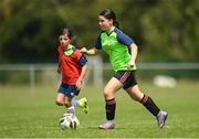 18 July 2022; Casey O'Keeffe during a game hosted by Republic of Ireland women's team manager Vera Pauw on her visit to the INTERSPORT Elverys FAI Summer Soccer Schools Camp at PRL Park in Greenogue, Dublin. Photo by Stephen McCarthy/Sportsfile