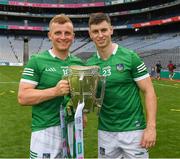 17 July 2022; Peter Casey and Barry Murphy of Limerick with the Liam MacCarthy Cup after the GAA Hurling All-Ireland Senior Championship Final match between Kilkenny and Limerick at Croke Park in Dublin. Photo by Ray McManus/Sportsfile