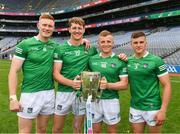 17 July 2022; William O'Donoghue, Conor Boylan, Peter Casey and Mike Casey of Limerick with the Liam MacCarthy Cup after the GAA Hurling All-Ireland Senior Championship Final match between Kilkenny and Limerick at Croke Park in Dublin. Photo by Ray McManus/Sportsfile