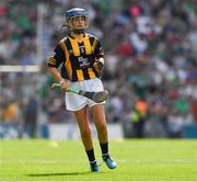 17 July 2022; Bryanne Kennedy, Loreto PS, Rathfarnham, Dublin, representing Kilkenny  during the INTO Cumann na mBunscol GAA Respect Exhibition Go Games at half-time of the GAA All-Ireland Senior Hurling Championship Final match between Kilkenny and Limerick at Croke Park in Dublin. Photo by Ray McManus/Sportsfile